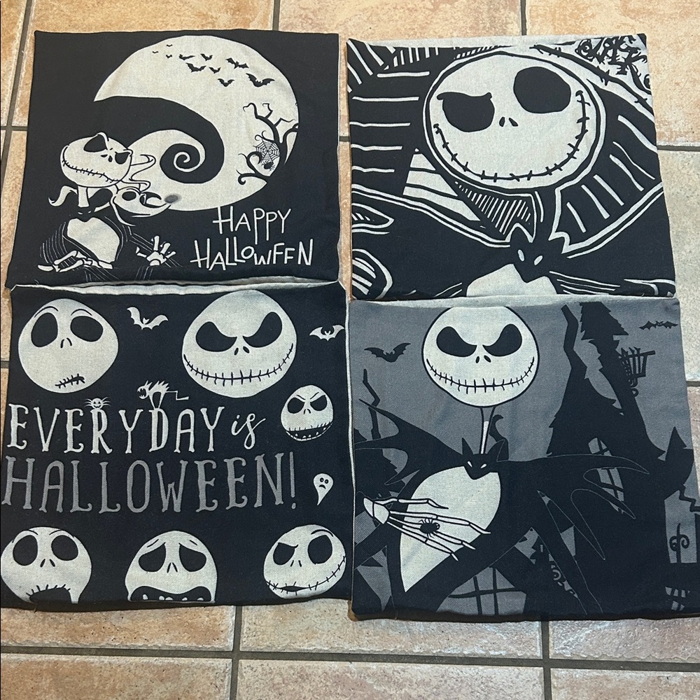 Disney's The Nightmare Before Christmas, Jack Skellington. 4 Pillow Covers, EUC